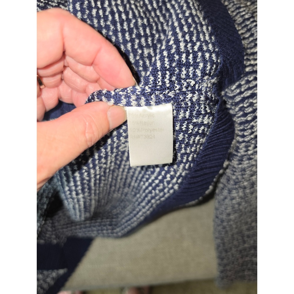 Ming Wang Womens XL Navy White Knit Skirt Suit Set Cardigan Jacket Pencil Skirt - Picture 4 of 9